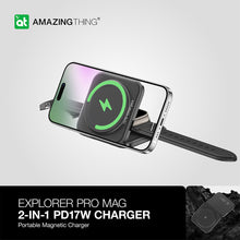 Заредете изображение във визуализатора на галерията – Amazing Thing Induction charger Magsafe Explorer Pro Mag 2 in 1 EP2IN1SET - 17W with Type C to Type C cable black
