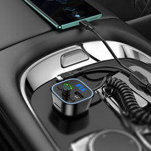Заредете изображение във визуализатора на галерията – Borofone Transmitter FM BC45 Prestige MP3, Bluetooth, - 2xUSB - QC 3.0 18W with Type C and Lightning cables black
