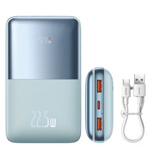 Заредете изображение във визуализатора на галерията – Baseus Baseus Pro 20000mAh 22.5W Blue Powerbank with USB Type A - USB Type C 3A 0.3m cable (PPBD040303)
