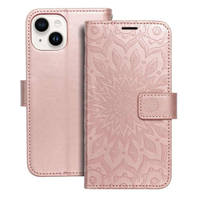 Forcell mezzo book case for iphone 14 ( 6.1 ) mandala rose gold - TopMag