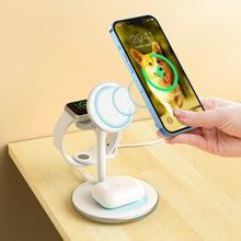 Заредете изображение във визуализатора на галерията – Choetech T585-F 3in1 Magnetic wireless charger station for iPhone 12/13/14 series,AirPods Pro and iwatch charger Black
