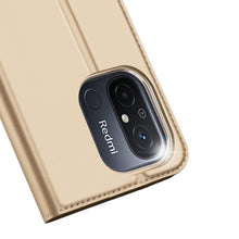 Заредете изображение във визуализатора на галерията – Dux Ducis Skin Pro Case For Xiaomi Redmi 11A / Poco C55 / Redmi 12C Cover Flip Card Wallet Stand Gold
