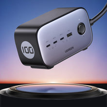 Заредете изображение във визуализатора на галерията – Ugreen wall charger GaN USB C / USB AC power strip black (CD270)
