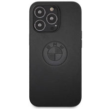 Заредете изображение във визуализатора на галерията – Case BMW BMHCP13LREELK iPhone 13 Pro / 13 6.1" black/black hardcase Leather Emboss
