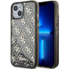 Заредете изображение във визуализатора на галерията – Original faceplate case GUESS GUHCP14XLC4PSGU for iPhone 14 PRO MAX (Liquid Glitter 4G Translucent / purple)
