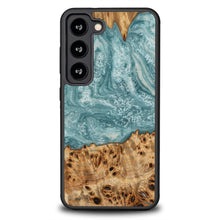 Заредете изображение във визуализатора на галерията – Wood and resin case for Samsung Galaxy S23 Bewood Unique Uranus - blue and white
