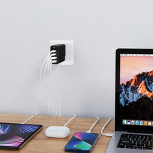 Заредете изображение във визуализатора на галерията – Choetech charger GaN 140W 4 ports (2x USB C, 2x USB) black (PD6005)
