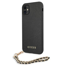 Заредете изображение във визуализатора на галерията – Original Case GUESS Saffiano Chain GUHCN61SASGBK for Iphone 11 Black
