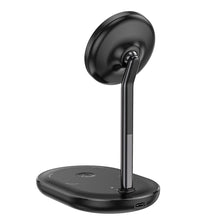 Заредете изображение във визуализатора на галерията – Hoco desktop holder with wireless charging 3in1 + support charging for magsafe 15w noble cw40
