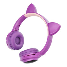 Заредете изображение във визуализатора на галерията – Headphones wireless cat ear model xy-203 purple - TopMag
