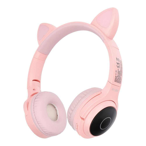 Безжични слушалки във формата на котешки уши (възможност за кабелно свързване) розови - TopMag