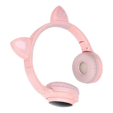 Заредете изображение във визуализатора на галерията – Безжични слушалки във формата на котешки уши (възможност за кабелно свързване) розови - TopMag
