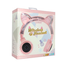 Заредете изображение във визуализатора на галерията – Безжични слушалки във формата на котешки уши (възможност за кабелно свързване) розови - TopMag

