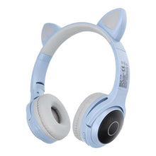 Заредете изображение във визуализатора на галерията – Headphones wireless cat ear model xy-203 blue - TopMag
