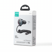 Заредете изображение във визуализатора на галерията – Joyroom fast car charger 3 in 1 with Lightning cable 1.5m 45W black (JR-CL08)
