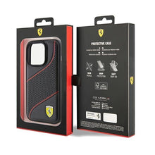 Заредете изображение във визуализатора на галерията – Ferrari Perforated Waves Metal Logo case for iPhone 15 Pro - black
