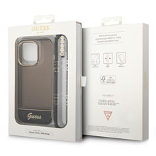 Заредете изображение във визуализатора на галерията – Original faceplate case guess guhcp14lhgcohk for iphone 14 pro (iml electro cam w. strap translucent / black)
