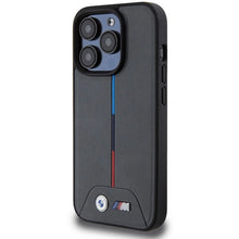 Заредете изображение във визуализатора на галерията – BMW M Quilted Tricolor MagSafe case for iPhone 15 Pro - gray
