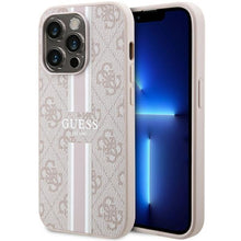 Заредете изображение във визуализатора на галерията – Guess GUHMP14XP4RPSP iPhone 14 Pro Max 6.7" pink/pink hardcase 4G Printed Stripes MagSafe
