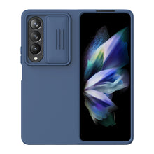 Заредете изображение във визуализатора на галерията – Nillkin CamShield Silky Silicone Case for Samsung Galaxy Z Fold 4 Silicone Cover with Camera Protector Blue
