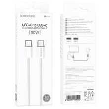 Заредете изображение във визуализатора на галерията – Borofone Cable BX103 Original - Type C to Typ C - 60W 3A 1 metre white
