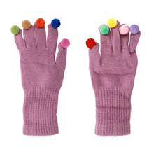 Заредете изображение във визуализатора на галерията – Gloves for touch screens with pom poms PURPLE
