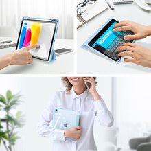 Заредете изображение във визуализатора на галерията – Dux Ducis Toby case for iPad 10.9'' 2022 (10 gen.) cover with space for Apple Pencil stylus smart cover stand blue
