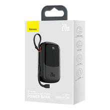 Заредете изображение във визуализатора на галерията – Baseus Qpow Digital Display power bank with fast charging 20000mAh 20W QC/PD/SCP/FCP with built-in Lightning cable black
