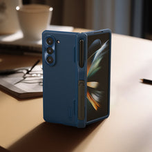 Заредете изображение във визуализатора на галерията – Nillkin Super Frosted Shield Fold Case for Samsung Galaxy Z Fold 5 5G blue (pen holder)
