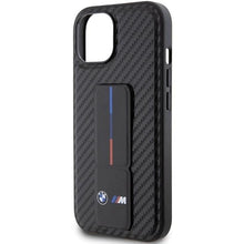 Заредете изображение във визуализатора на галерията – BMW Grip Stand Smooth &amp; Carbon case for iPhone 15 - black
