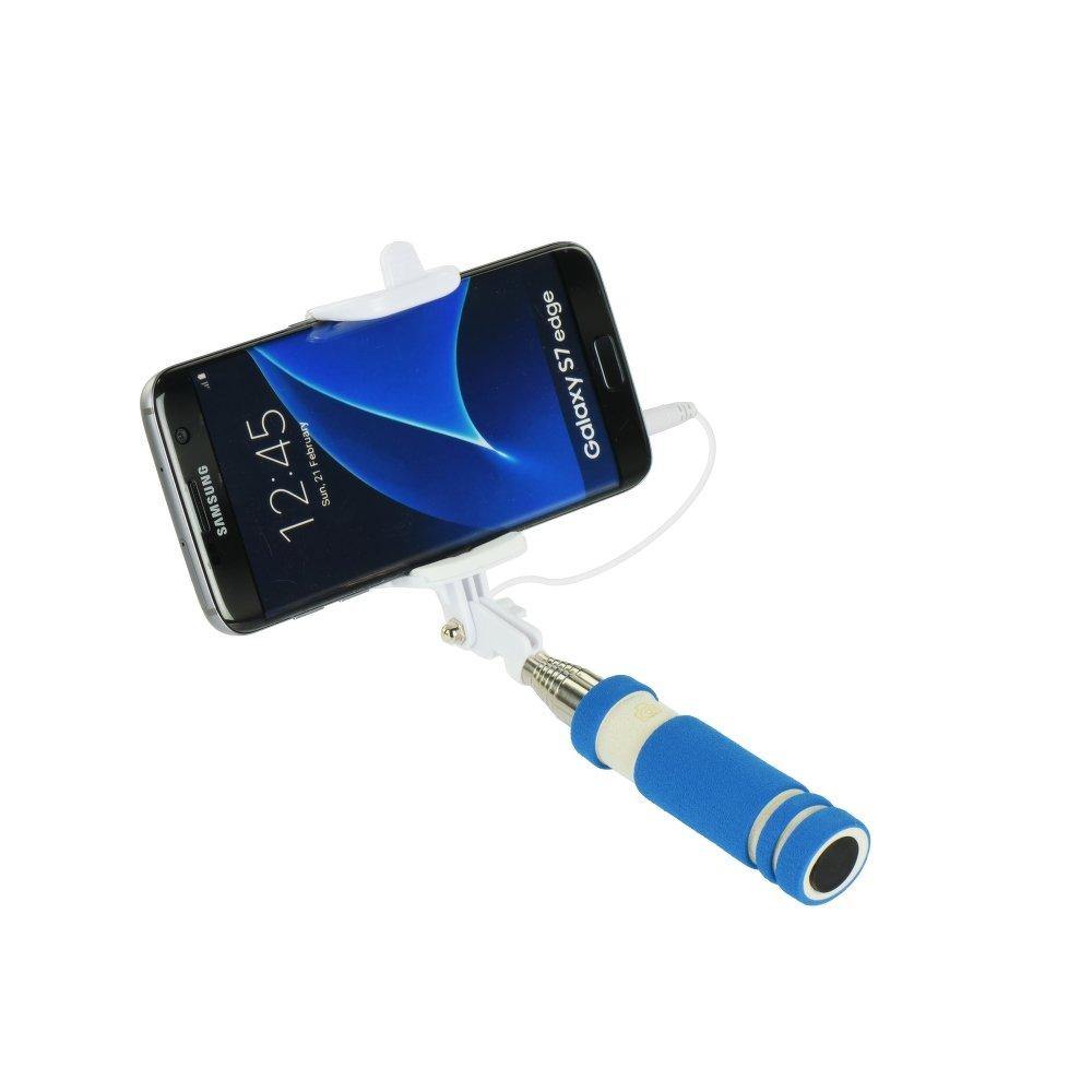 Blun mini selfie stick with кабел (3,5 jack) blue - TopMag