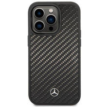 Заредете изображение във визуализатора на галерията – Mercedes MEHMP14LRCABK iPhone 14 Pro 6.1" black/black carbon hardcase Dynamic Line
