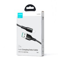Заредете изображение във визуализатора на галерията – USB - Lightning 2.4A 2m cable Joyroom S-UL012A13 - black
