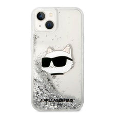 Заредете изображение във визуализатора на галерията – Karl Lagerfeld KLHCP14SLNCHCS iPhone 14 6.1" silver/silver hardcase Glitter Choupette Head
