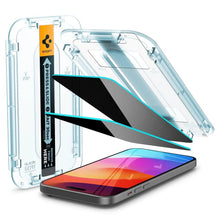 Заредете изображение във визуализатора на галерията – TEMPERED GLASS Spigen GLAS.TR "EZ FIT" 2-PACK IPHONE 15 PRO MAX PRIVACY
