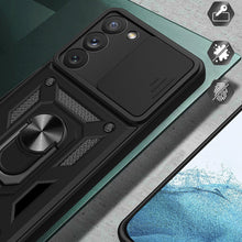 Заредете изображение във визуализатора на галерията – Hybrid Armor Camshield case for Samsung Galaxy A34 5G armored case with camera cover blue
