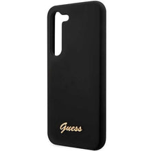 Заредете изображение във визуализатора на галерията – Guess GUHCS23MSLSMK S23+ S916 black/black hardcase Silicone Vintage Gold Logo
