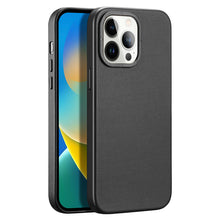 Заредете изображение във визуализатора на галерията – Dux Ducis Grit Leather Case for iPhone 14 Pro Max Elegant Faux Leather Cover (MagSafe Compatible) Black
