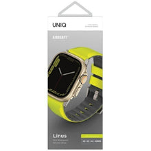 Заредете изображение във визуализатора на галерията – Uniq Linus Band Apple Watch Series 1/2/3/4/5/6/7/8/SE/SE2/Ultra 42/44/45/49mm Airosoft Silicone Lime Green/Lime Green
