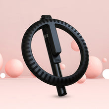 Заредете изображение във визуализатора на галерията – Selfie Stick - with detachable bluetooth remote control, tripod and ring lamp RGB - P100-RGB Black
