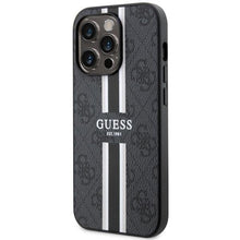 Заредете изображение във визуализатора на галерията – Guess GUHMP14LP4RPSK iPhone 14 Pro 6.1" black/black hardcase 4G Printed Stripes MagSafe

