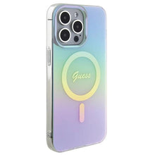 Заредете изображение във визуализатора на галерията – Guess IML Iridescent MagSafe case for iPhone 15 Pro - turquoise
