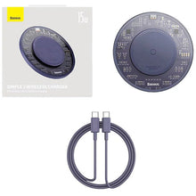 Заредете изображение във визуализатора на галерията – BASEUS wireless charger Simple 2 15W with cable Type C - Type C 1m nebula purple CCJJ050005
