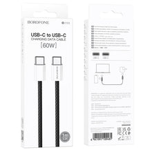Заредете изображение във визуализатора на галерията – Borofone Cable BX103 Original - Type C to Typ C - 60W 3A 1 metre black
