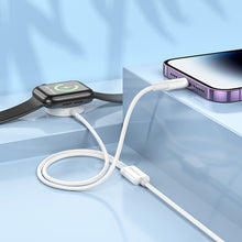 Заредете изображение във визуализатора на галерията – Borofone Wireless induction charger BQ22 2 in 1 for iWatch or phone white
