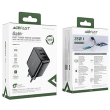 Заредете изображение във визуализатора на галерията – Acefast A57 PD 35W GaN charger 2 x USB-A + USB-C with 3 ports - black
