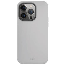 Заредете изображение във визуализатора на галерията – Uniq Lino Hue iPhone 15 Pro 6.1" case Magclick Charging light gray/chalk gray
