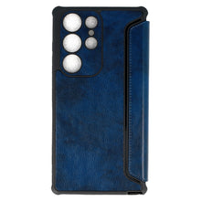 Заредете изображение във визуализатора на галерията – Razor Leather Book Case for Samsung Galaxy S23 Ultra navy
