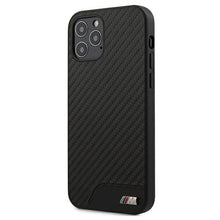 Заредете изображение във визуализатора на галерията – Etui BMW BMHCP12LCABBK iPhone 12 Pro Max 6,7" czarny/black hardcase M Collection PU Carbon
