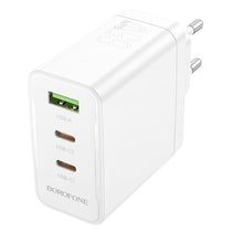 Заредете изображение във визуализатора на галерията – Borofone Wall charger BN12 Manager - USB + 2xType C - PD 65W 3A white
